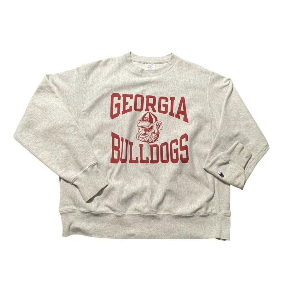 VTG Champion Reverse Weave Sweatshirt Mens Large Gray Georgia Bulldogs Magill